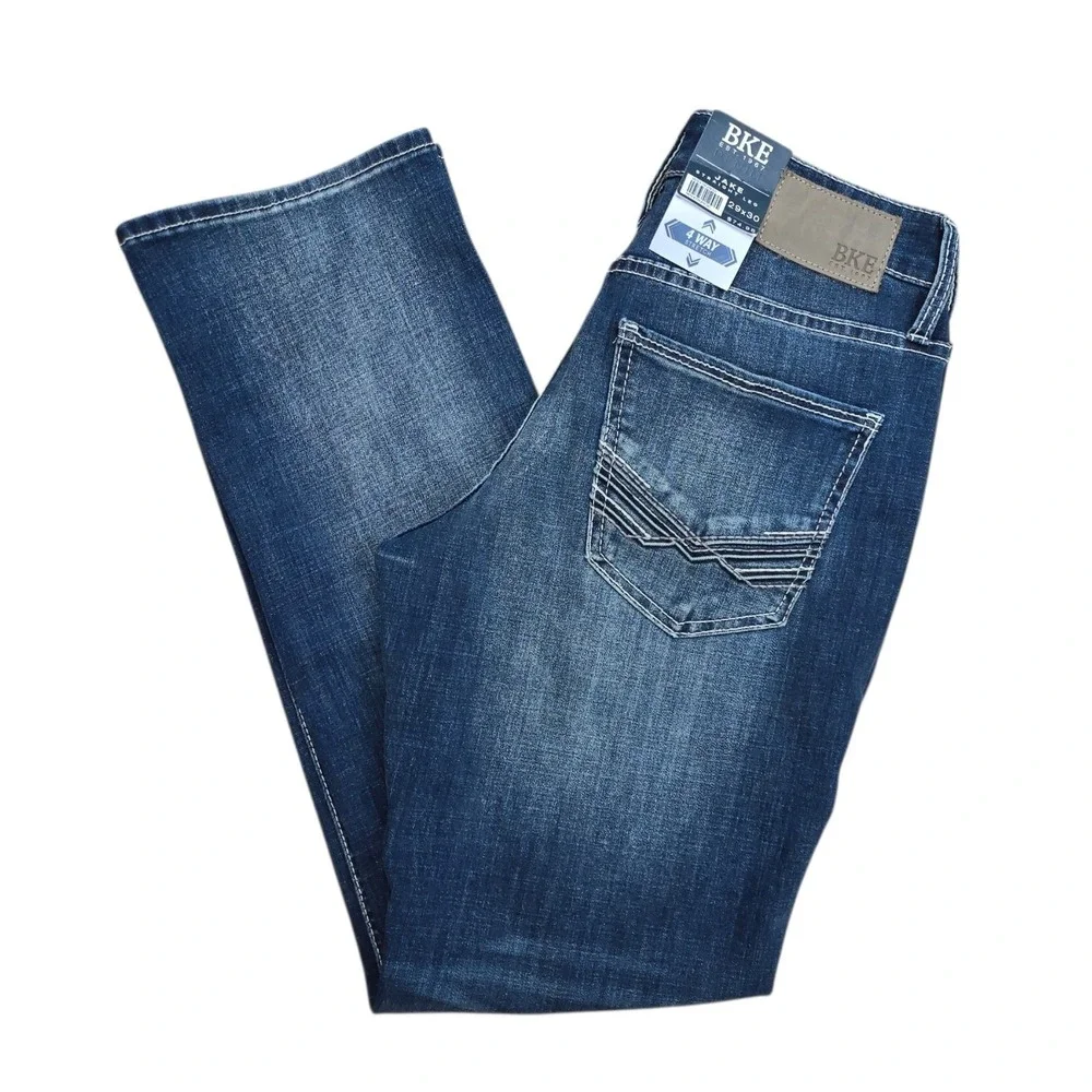BKE Jake Straight Leg Mens Jeans 29x30 Dark Wash 4-Way Stretch GBS16576S NEW NWT